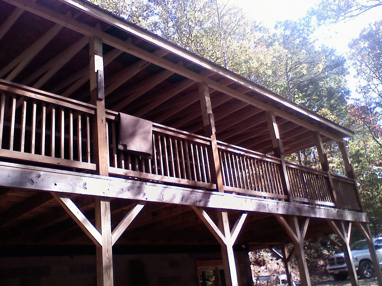 Timber framing under a new elevated porch and deck — Roof Leak Repair in Westerville by Roofing Brothers